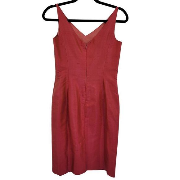 Ann Taylor Petites Iridescent Pink Silk Cocktail Dress 2P Sleeveless Tea Sheath - Picture 7 of 11